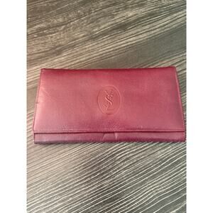 Vintage Yves Saunt Laurent Deep Burgundy Leather Envelope Wallet with Snap
